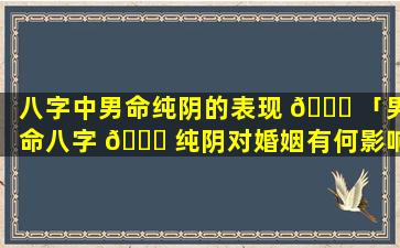 八字中男命纯阴的表现 🐛 「男命八字 🐝 纯阴对婚姻有何影响」